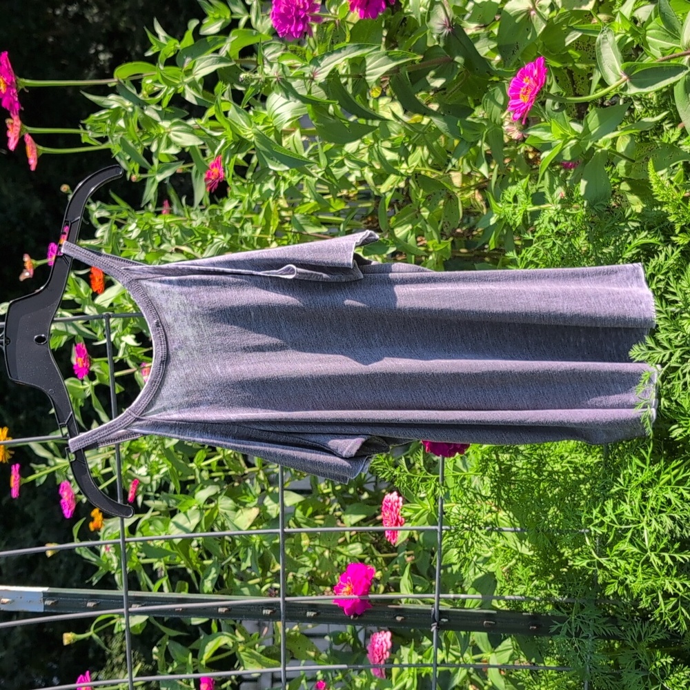 EXPRESS Heather Gray Cold Shoulder Tank Top - Picture 7 of 10